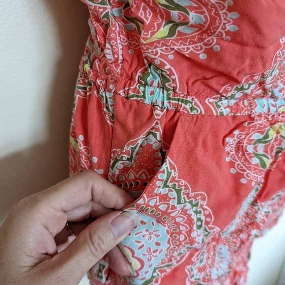 Gap Kids Paisley Coral Pink Romper One Piece Outfit Large - Picture 3 of 8